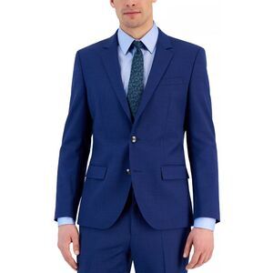 Hugo Boss Mens Sport Coat 38R Slim-Fit Henry 231X Texture Wool 38 Regular Blue